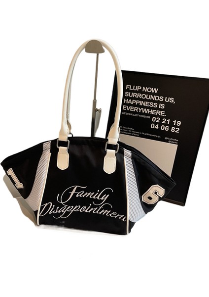 Çanta Kadın Yeni Büyük Kapasiteli Nakış Harfleri Tek Omuz Eğimli (Yurt Dışından)