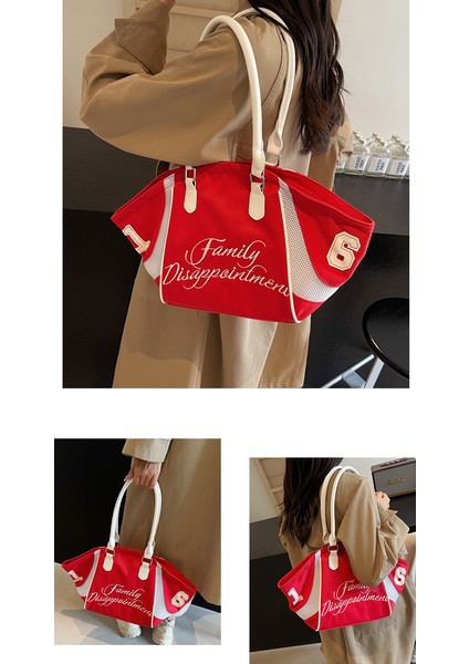 Çanta Kadın Yeni Büyük Kapasiteli Nakış Harfleri Tek Omuz Eğimli (Yurt Dışından) fırsatları
