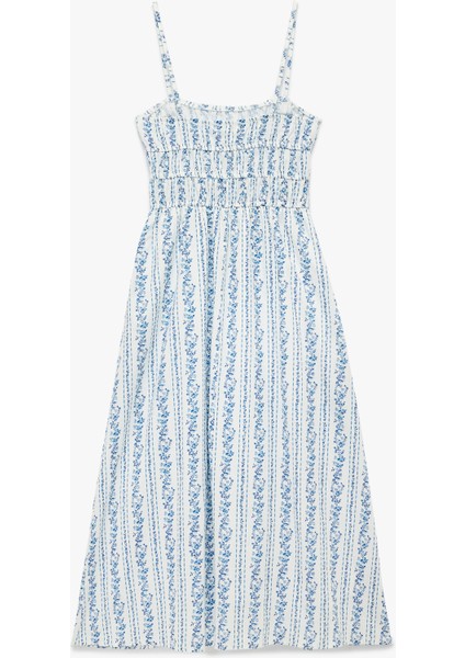 Pamuklu Askılı U Yaka Çiçekli A Kesim Uzun Elbise fiyatları