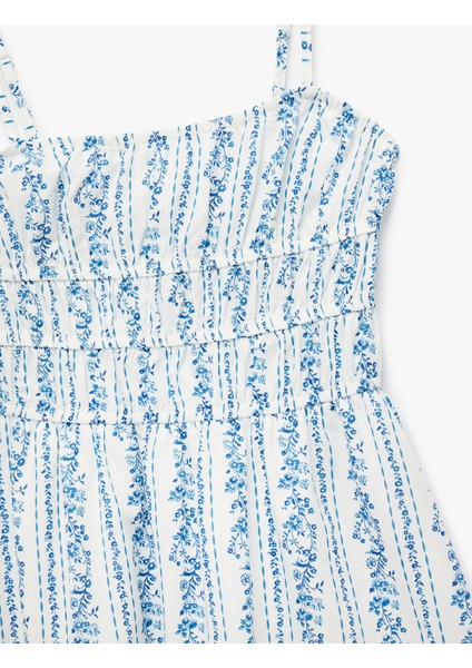 Pamuklu Askılı U Yaka Çiçekli A Kesim Uzun Elbise modelleri