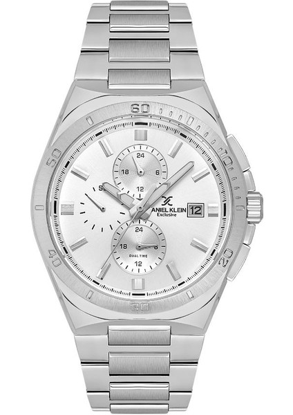 DKE.1.10776-1 Çelik Kaplama 3 Atm Suya Dayanıklı Takvim Göstergeli Metalik Renk Erkek Kol Saati