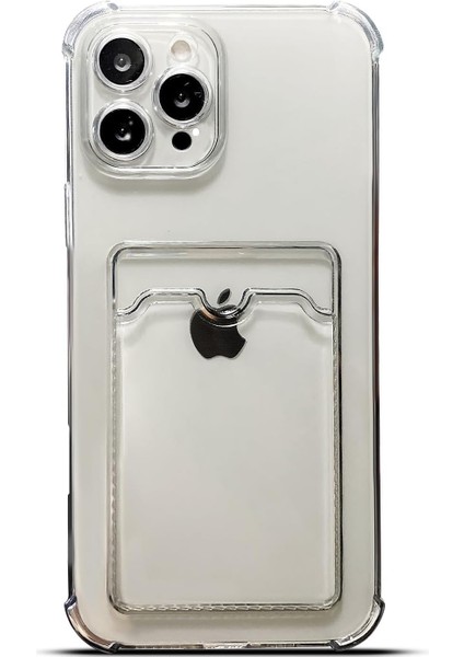 iPhone 16 Pro Max Uyumlu Kamera Korumalı Kartlıklı Köşeleri Airbag Tasarımlı Darbe Önleyici Şeffaf Silikon Kılıf