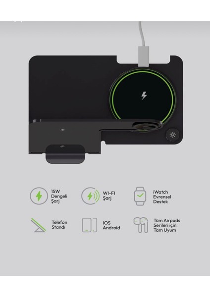 Hızlı Şarj 3in 1 Mag Safe Tutucu Kompakt Stand Telefon Saat Kulaklık Aynı Anda Hızlı Şarj indirimleri