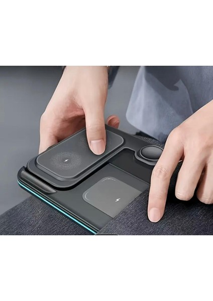 Hızlı Şarj 3in 1 Mag Safe Tutucu Kompakt Stand Telefon Saat Kulaklık Aynı Anda Hızlı Şarj