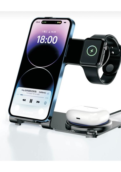 Hızlı Şarj 3in 1 Mag Safe Tutucu Kompakt Stand Telefon Saat Kulaklık Aynı Anda Hızlı Şarj