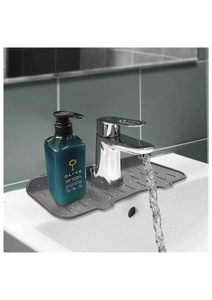 Lavabo Için Silikon Esnek Mat Musluk Sapı Damlama Tutucu Raf Mutfak Tezgahı Sıçrama Koruma modelleri