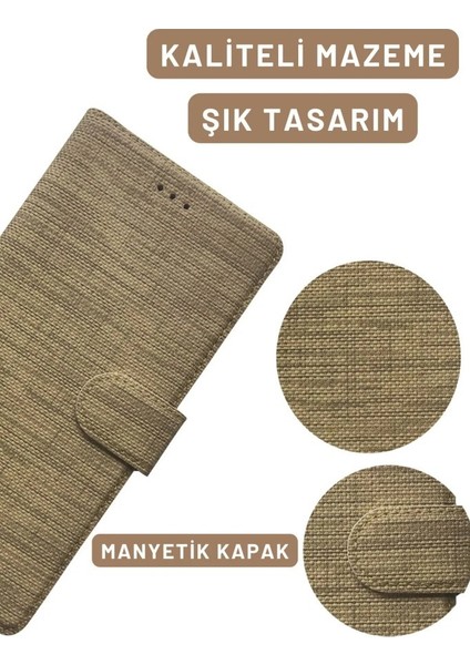 Samsung Galaxy J7 Core SM-J701F Uyumlu Kart ve Para Bölmeli Standlı Cüzdanlı Kılıf - Altın