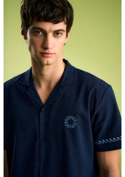 Güneş ve Dalga Müslin Gömlek - Lacivert fırsatları