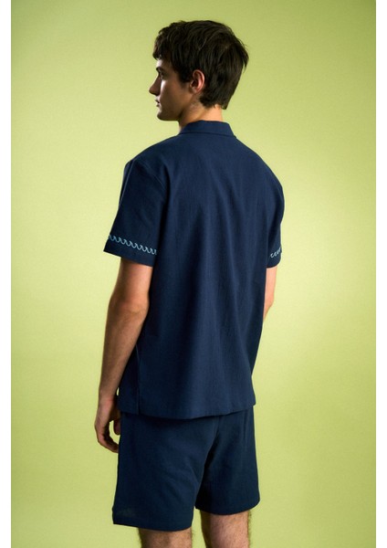 Güneş ve Dalga Müslin Gömlek - Lacivert indirimleri