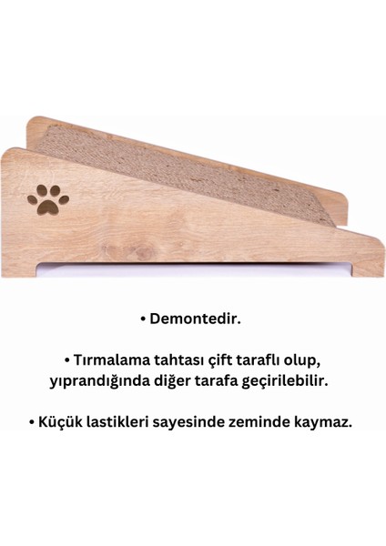 Masello Eğimli Kedi Tırmalama Rampası Safir Meşe