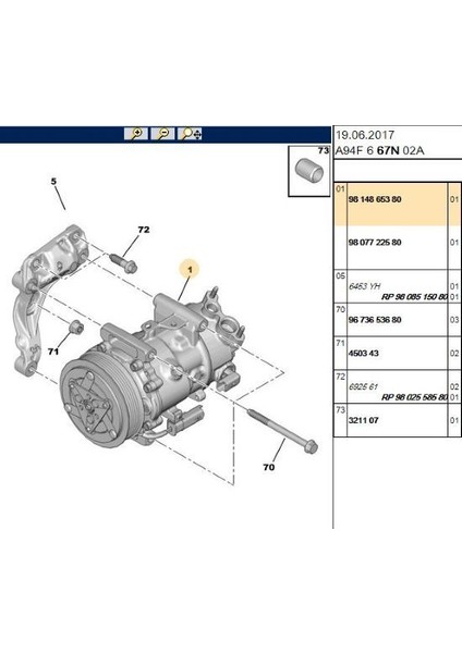 Klıma Kompresoru Peugeot P301 Cıtroen C-Elysee 1.6 Bluehdı 9814865380