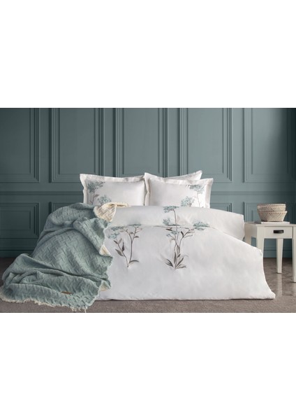 Lavinya Nakışlı Nevresim&yatak Örtüsü Seti - Mint