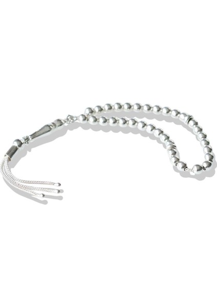 Üç Püsküllü Mini Taneli Gümüş Tesbih