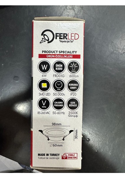 Downlıght 6 W Spot 3500K Gün Işığı fiyatları