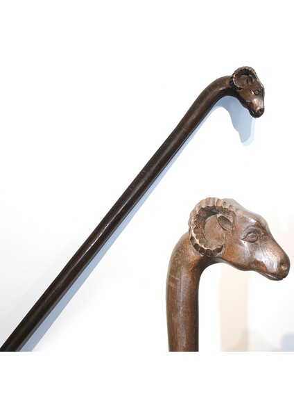 Özel Tasarım Maun Ağacı Dağ Keçisi Baston No:33