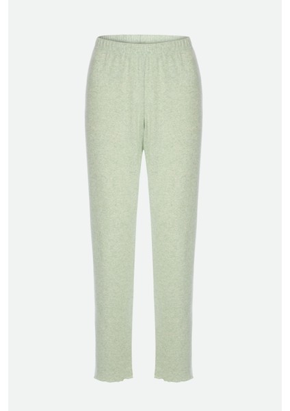 Kadın Pamuklu 3'lü Yeşil Fiyonklu Kaşkorse Pijama Takımı