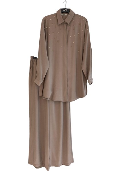 Kadın Taş Detaylı Pantolonlu Ikili Takım 25YT6139