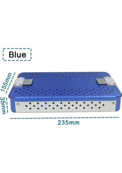 Sterilizasyon Konteyner Alüminyum Mavi 25X15.5X3.5CM Kilitli Cerrahi Aletler Taşıma Kutusu Eğitim Materyali fiyatları
