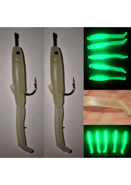 Iğneli Silikon Balık Fosforlu Glow Luminous Karanlıkta Parlayan Iğneli Yapay Yem 5 cm 2 Adet fiyatları