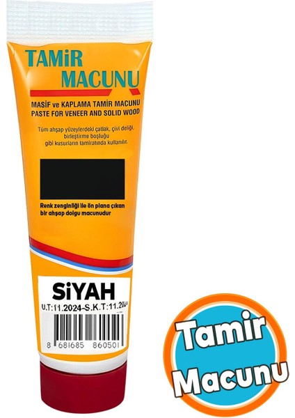 Tamir Macunu Ahşap Parke Siyah Mobilya Dolgu Çatlak Çizik Giderici 200 gr Kullanıma Hazır Macun