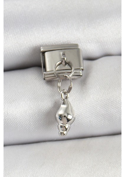 316L Çelik Sallantılı Deniz Kabuğu Model Gümüş Renk Nomination Charm - TJ-BC1452