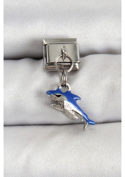 316L Çelik Sallantılı Köpekbalığı Model Gümüş Renk Nomination Charm - TJ-BC1463