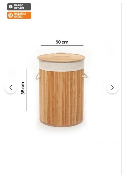 Bambu Çamaşır Sepeti - 48 Litre indirimleri