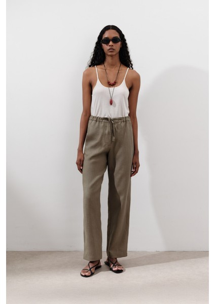Keten Barrel Pantolon Haki fiyatları
