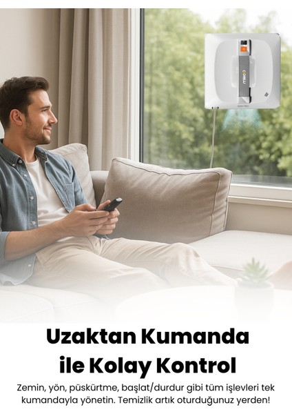 WA9 Pro Çift Yönlü Su Püskürtmeli Cam Temizleme Robotu (Kumandalı)