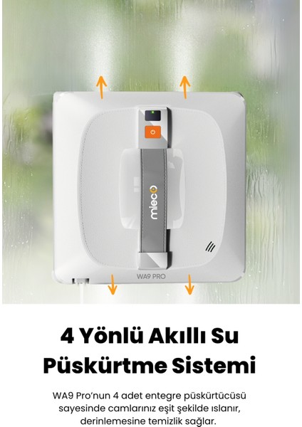 WA9 Pro Çift Yönlü Su Püskürtmeli Cam Temizleme Robotu (Kumandalı)