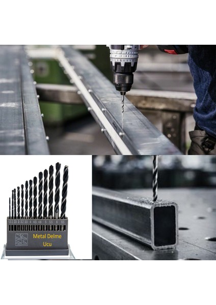 Metal Delme Hss Matkap Ucu Seti 13 'lü Paket Çelik Metal Alüminyum Delici Uç 1.5 - 6.5 mm Arası Çap modelleri