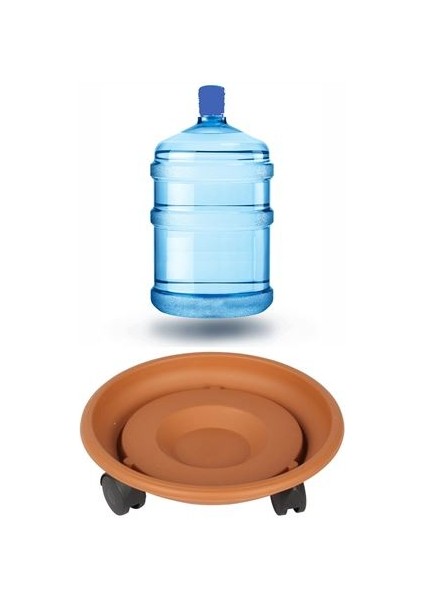 29 cm Çap Tekerlekli Damacana ve Tüp Altlığı Kahve - FKU2130-3857