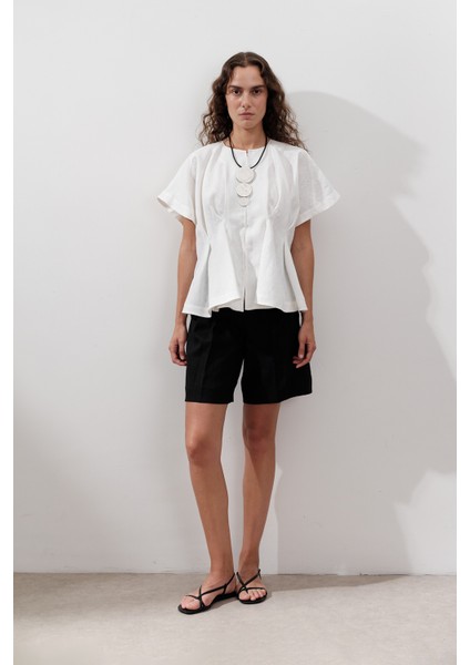 Keten Pile Detaylı Yelek Ekru modelleri