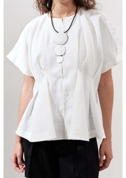 Keten Pile Detaylı Yelek Ekru fırsatları