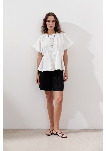 Keten Pile Detaylı Yelek Ekru indirimleri