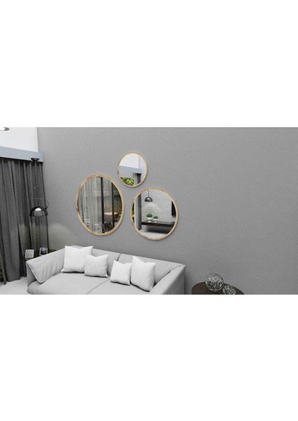 Dekoratif Yuvarlak Ayna 3 Adet Set Banyo Salon Antre Hol Mutfak Duvar Ofis Banyo Wc fiyatları