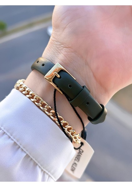 Deri Kordon 30 mt Suya Dayanıklı 2 Yıl Garantili Kadın Kol Saati+Bileklik BFG13943.4 modelleri