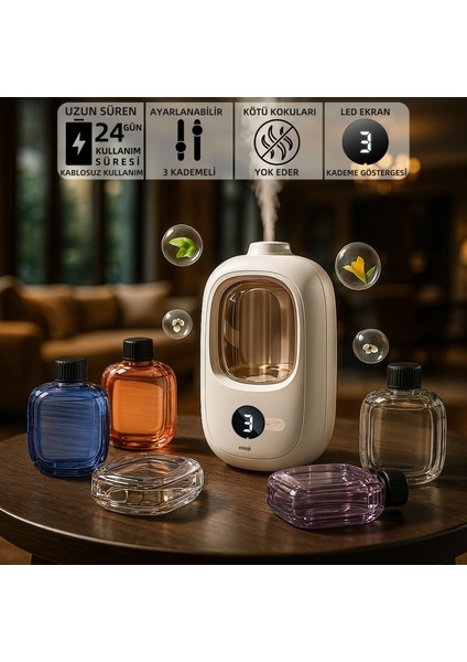 Mio Smell 2x Yeni Nesil Şarjlı Otomatik Oda Kokusu Makinesi (1 Adet Lavanta Kokusu ile Birlikte)