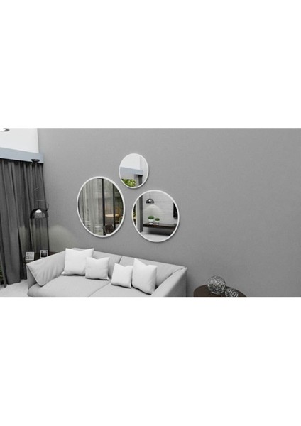 Dekoratif Yuvarlak Ayna 3 Adet Set Banyo Salon Antre Hol Mutfak Duvar Ofis Banyo Wc fiyatları