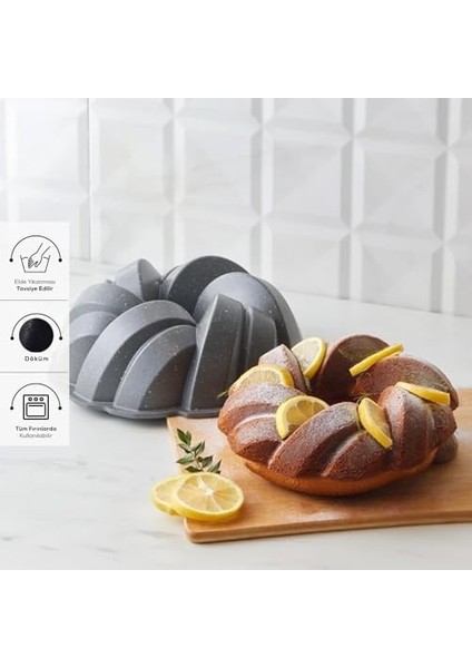 Cake Pro Örgü Antrasit Döküm Kek Kalıbı 26 cm