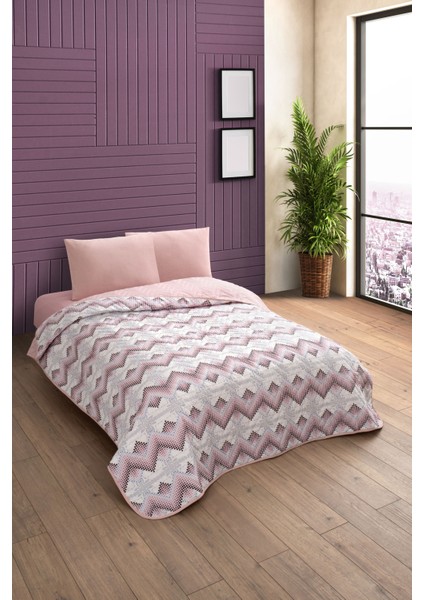 Tek Kişilik Desenli Kapitone Çift Taraflı Renkli Pike Yatak Örtüsü Takımı 160X230 cm (Çarşafsız)