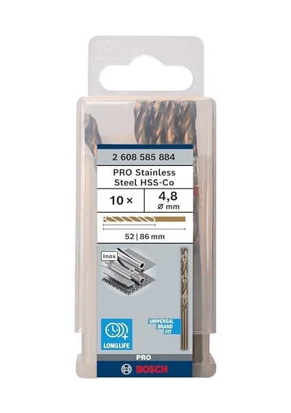 Hss-Co Metal Matkap Ucu 4,8 * 86 Mm 10lu Paket