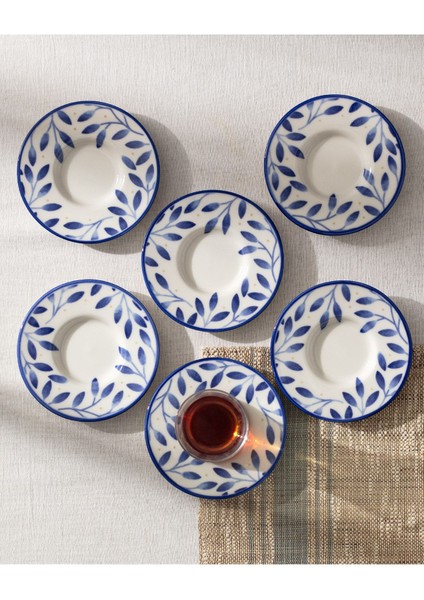 Luxe Bifurquer 6'lı Çay Tabağı Seti - Mavi