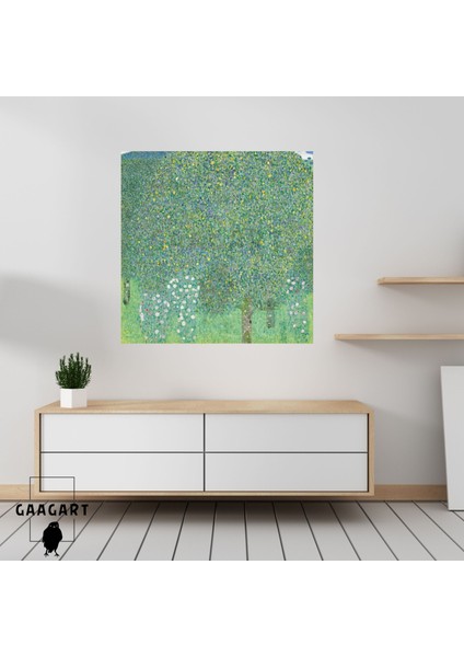 Kare Kanvas Tablo Ünlü Eserler Gustav Klimt-Rosebushes Under The Trees