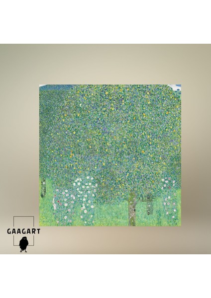 Kare Kanvas Tablo Ünlü Eserler Gustav Klimt-Rosebushes Under The Trees modelleri