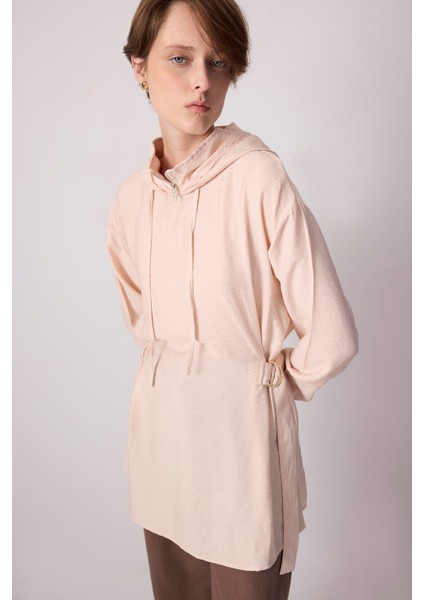Metal Tokalı Kapüşonlu Tunik