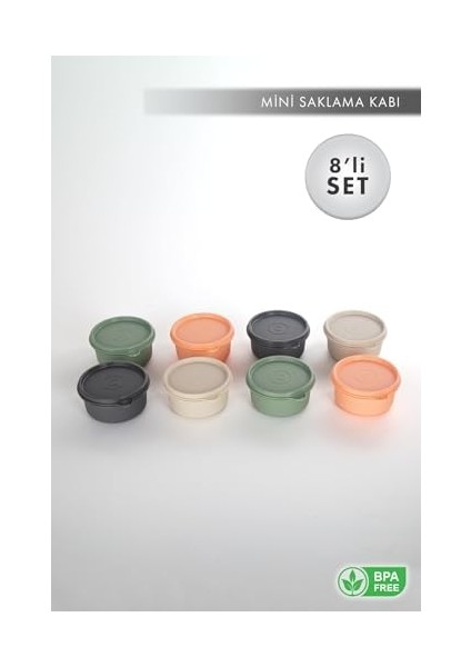Home Çok Amaçlı 8'li Mini Saklama Kapları 0.28 Lt.x 8 Adet