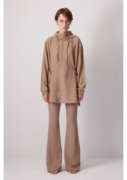 Metal Tokalı Kapüşonlu Tunik