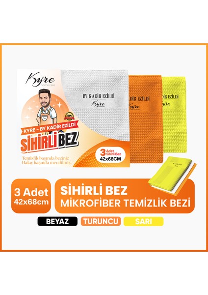 Çok Amaçlı Sihirli Bez 3 Adet | Mikrofiber Kumaş | Üstün Parlaklık & Temizlik