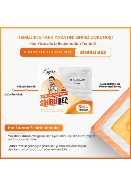 Çok Amaçlı Sihirli Bez 3 Adet | Mikrofiber Kumaş | Üstün Parlaklık & Temizlik